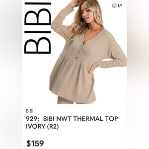 BIBI NWOT oversized THERMAL TOP IVORY